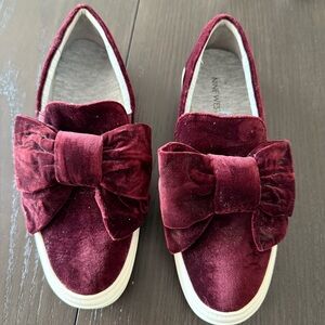 Nine West Maroon Velvet Slip-On Shoes